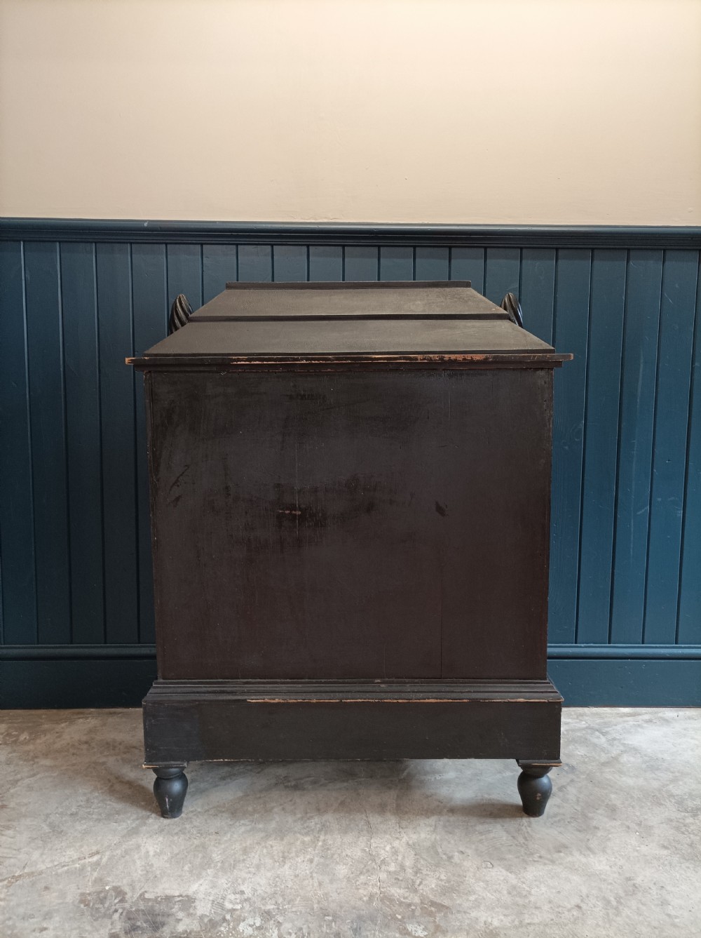 Victorian Floral Painted Cabinet Bookcase with Turned Columns View V
