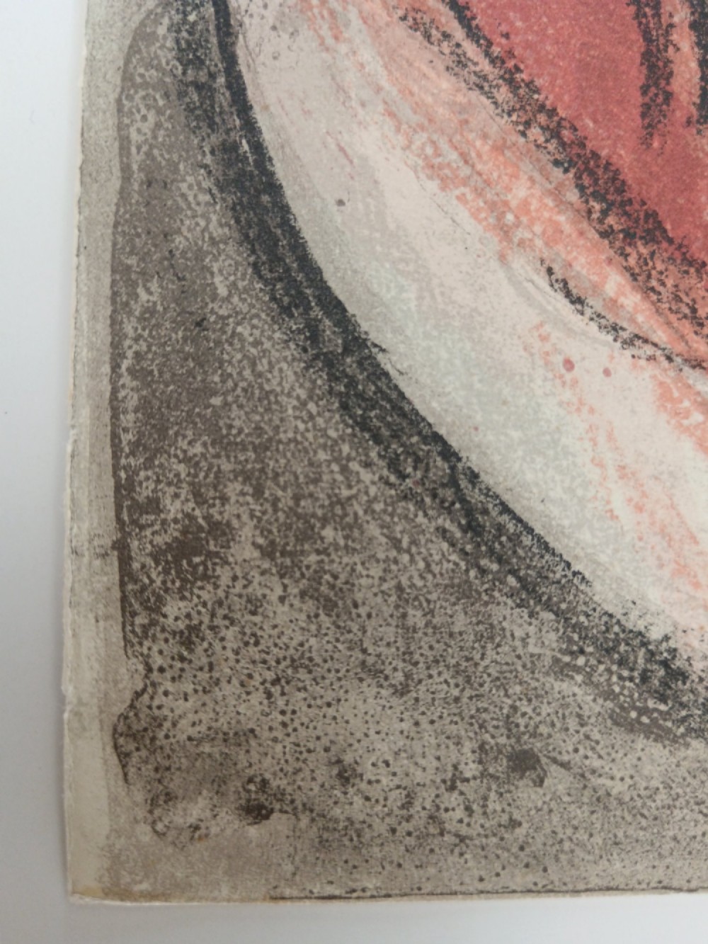A 1960 double-sided colour lithograph on grey paper depicting a reclined terracotta figure beneath a green figurative motif and Hebrew lettering. View VIII