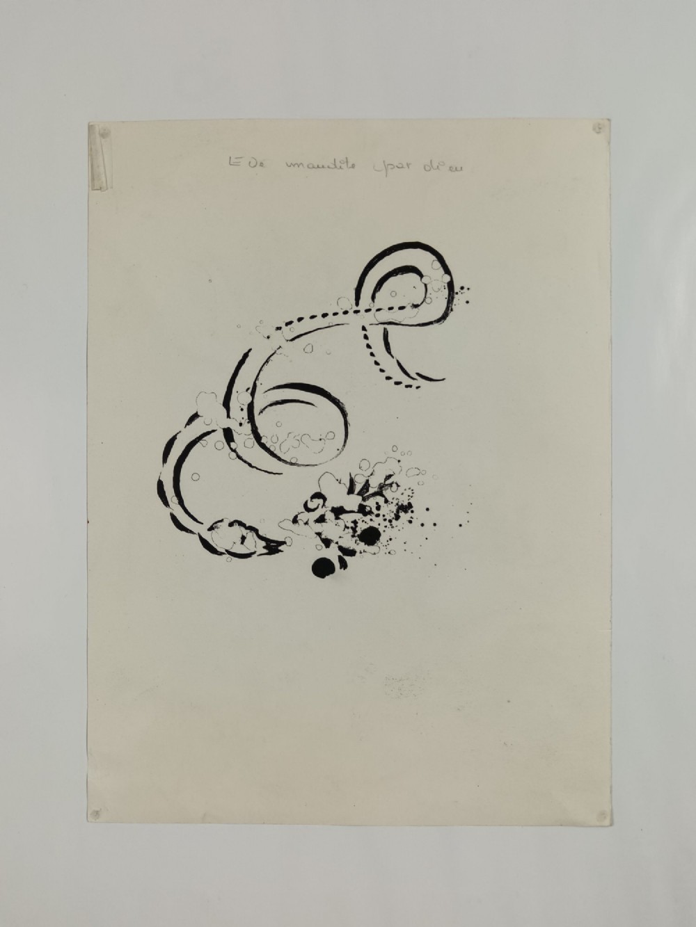 A 1960 double-sided colour lithograph on grey paper depicting a reclined terracotta figure beneath a green figurative motif and Hebrew lettering. View X