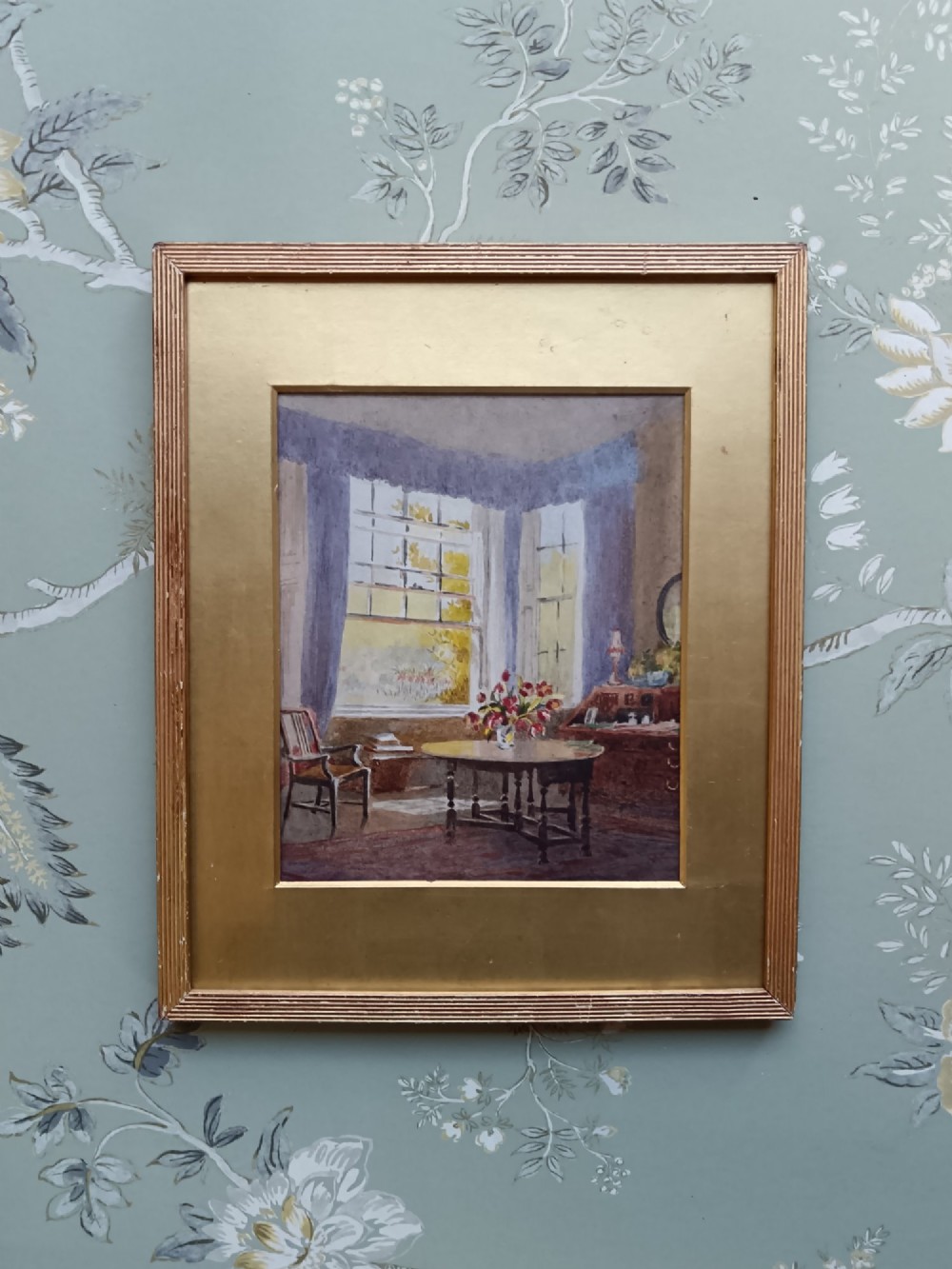 Pair of Edwardian English School Interior Watercolors View III