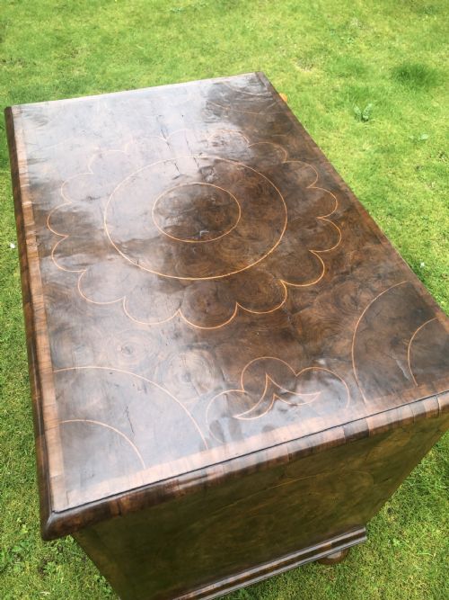 WILLIAM AND MARY PERIOD CIRCA 1690 COMPACT SIZED OYSTER OLIVE WOOD CHEST - ADDITIONAL PHOTO 4