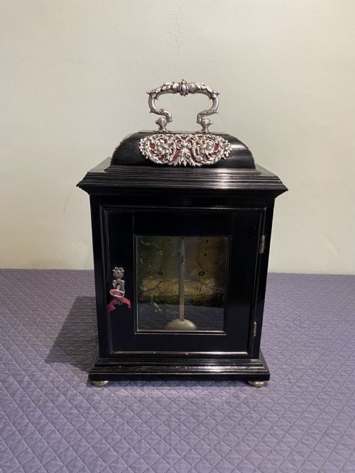 JOHN PEPYS LONDON A FINE LATE 17TH CENT EBONY AND SILVER MOUNTED TABLE CLOCK - ADDITIONAL PHOTO 3