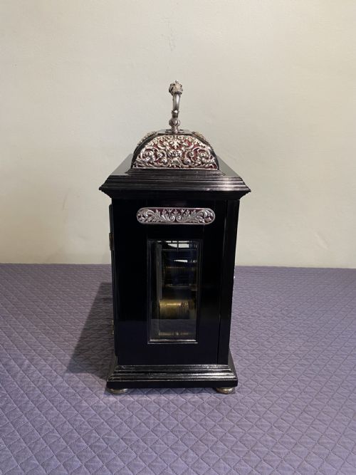 JOHN PEPYS LONDON A FINE LATE 17TH CENT EBONY AND SILVER MOUNTED TABLE CLOCK - ADDITIONAL PHOTO 5