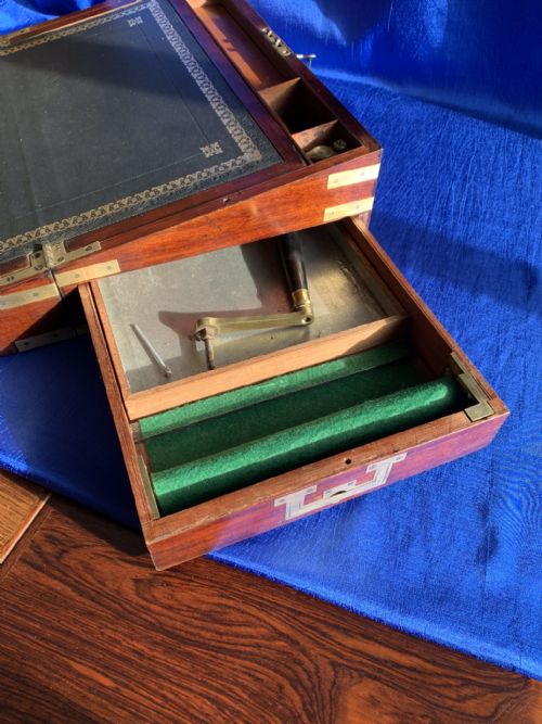 GEORGIAN MAHOGANY CAMPAIGN BRASS BOUND WRITING SLOPE - ADDITIONAL PHOTO 5