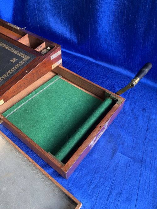 GEORGIAN MAHOGANY CAMPAIGN BRASS BOUND WRITING SLOPE - ADDITIONAL PHOTO 6