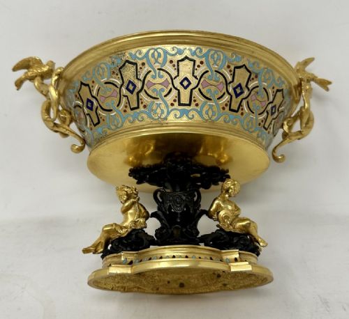 ANTIQUE FRENCH GILTBRONZE CHAMPLEV ENAMEL CENTERPIECE FERDINAND BARBEDIENNE - ADDITIONAL PHOTO 6