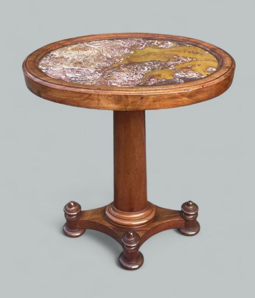 ANTIQUE MAHOGANY MARBLE TOPPED LAMP VICTORIAN ENGLISH SIDE OCCASIONAL TABLE 19CT