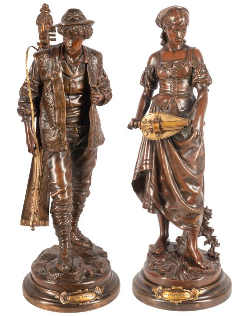 Pair of 19th Century Bronze Musicians 49cm