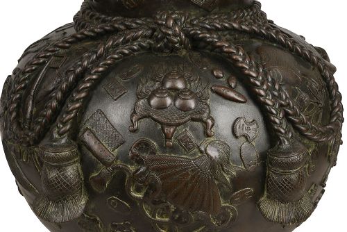 LARGE JAPANESE BRONZE VASE JARDINIRE MEIJI PERIOD - ADDITIONAL PHOTO 1