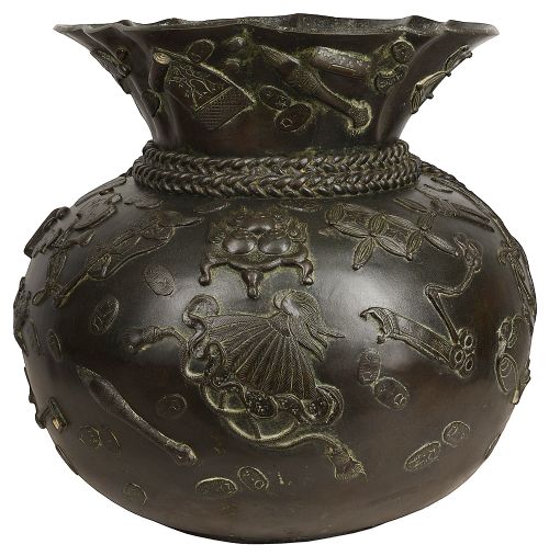 LARGE JAPANESE BRONZE VASE JARDINIRE MEIJI PERIOD - ADDITIONAL PHOTO 5
