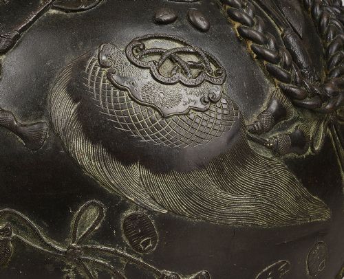 LARGE JAPANESE BRONZE VASE JARDINIRE MEIJI PERIOD - ADDITIONAL PHOTO 7