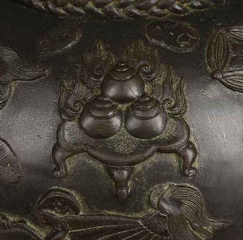 LARGE JAPANESE BRONZE VASE JARDINIRE MEIJI PERIOD - ADDITIONAL PHOTO 9