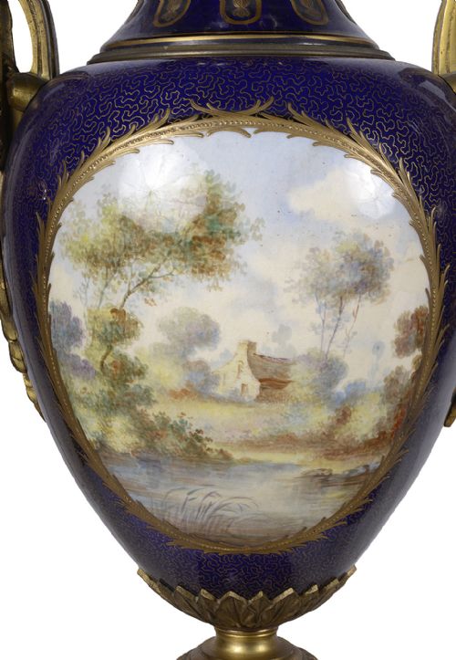 LARGE PAIR 19TH CENTURY FRENCH SEVRES STYLE VASES - ADDITIONAL PHOTO 10