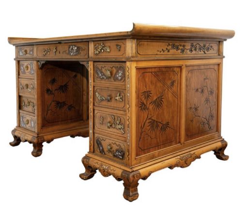 JAPANNED 19TH CENTURY PEDESTAL DESK ATTRIBUTED TO VIARDOT - ADDITIONAL PHOTO 9