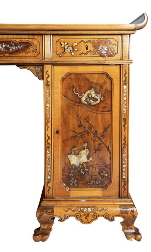 JAPANNED 19TH CENTURY PEDESTAL DESK ATTRIBUTED TO VIARDOT - ADDITIONAL PHOTO 11