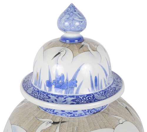 MEIJI PERIOD FUKAGAWA PORCELAIN LIDDED VASE - ADDITIONAL PHOTO 1