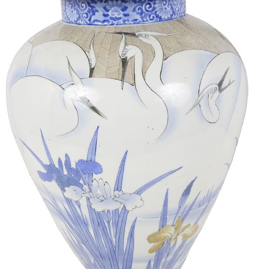 MEIJI PERIOD FUKAGAWA PORCELAIN LIDDED VASE - ADDITIONAL PHOTO 3