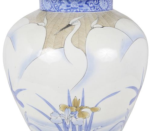 MEIJI PERIOD FUKAGAWA PORCELAIN LIDDED VASE - ADDITIONAL PHOTO 4