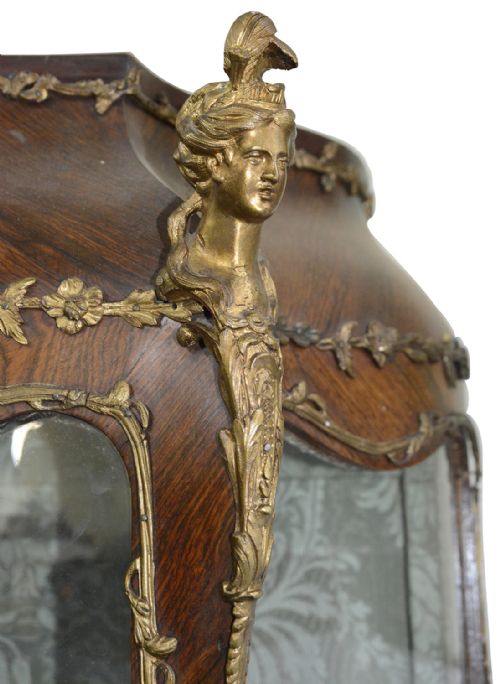 FRENCH 19TH CENTURY LOUIS XVI STYLE MARQUETRY STYLE VITRINE - ADDITIONAL PHOTO 6