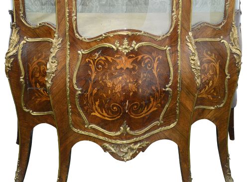 FRENCH 19TH CENTURY LOUIS XVI STYLE MARQUETRY STYLE VITRINE - ADDITIONAL PHOTO 7