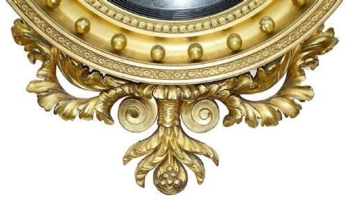 LARGE REGENCY CONVEX WALL MIRROR CIRCA 1820 - ADDITIONAL PHOTO 1