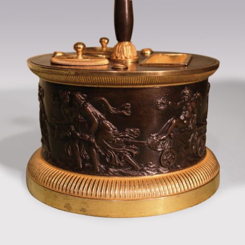 A 19TH CENTURY FRENCH BRONZE AND ORMOLU ENCRIER - ADDITIONAL PHOTO 1