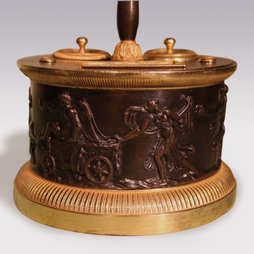 A 19TH CENTURY FRENCH BRONZE AND ORMOLU ENCRIER - ADDITIONAL PHOTO 2