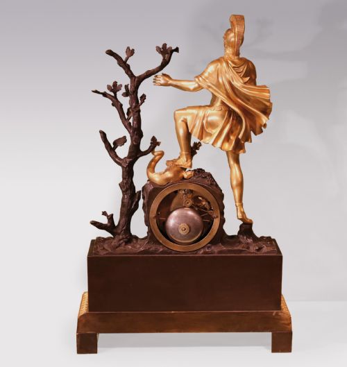 AN EARLY 19TH CENTURY FRENCH BRONZE AND ORMOLU 8 DAY MANTLE CLOCK - ADDITIONAL PHOTO 3