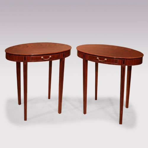 A PAIR OF LATE 18TH CENTURY SHERATON PERIOD MAHOGANY OVAL OCCASIONAL TABLES - ADDITIONAL PHOTO 1