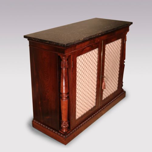 AN ANTIQUE WILLIAM IV PERIOD ROSEWOOD CHIFFONIER WITH A MARBLE TOP - ADDITIONAL PHOTO 1