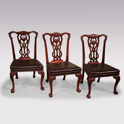 A SET OF 6 SINGLE AND 2 ARM CHIPPENDALE REVIVAL MAHOGANY DINING CHAIRS - ADDITIONAL PHOTO 1