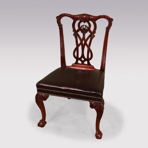 A SET OF 6 SINGLE AND 2 ARM CHIPPENDALE REVIVAL MAHOGANY DINING CHAIRS - ADDITIONAL PHOTO 4