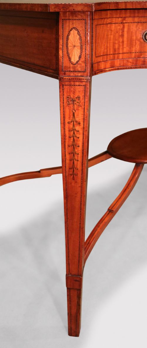ANTIQUE LATE 19TH CENTURY SATINWOOD SERPENTINE HALL TABLE - ADDITIONAL PHOTO 5