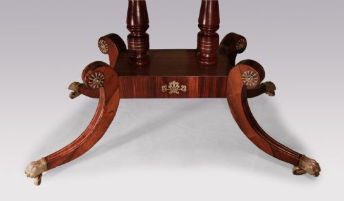ANTIQUE REGENCY PERIOD ROSEWOOD AND BRASS INLAID SOFA TABLE - ADDITIONAL PHOTO 4