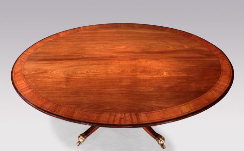 ANTIQUE GEORGE III PERIOD FIGURED MAHOGANY OVAL BREAKFAST TABLE - ADDITIONAL PHOTO 4