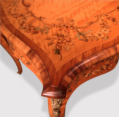 ANTIQUE MID 19TH CENTURY SATINWOOD MARQUETRY AND CALAMANDER WRITING TABLE - ADDITIONAL PHOTO 4