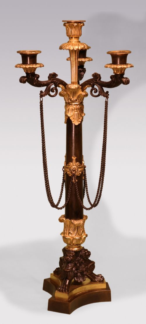 ANTIQUE PAIR OF 19TH CENTURY BRONZE AND ORMOLU CANDLESTICKS - ADDITIONAL PHOTO 1