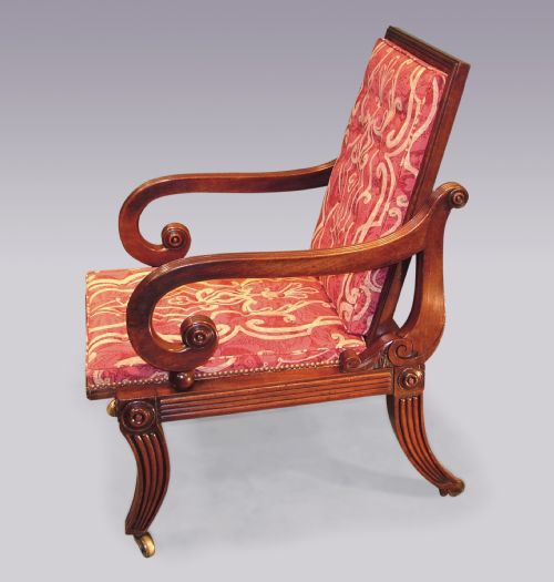 PAIR OF REGENCY PERIOD MAHOGANY SLIDING LIBRARY ARMCHAIRS - ADDITIONAL PHOTO 2