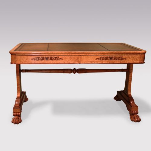 ANTIQUE EARLY 19TH CENTURY BIRDSEYE MAPLE WRITING TABLE - ADDITIONAL PHOTO 1