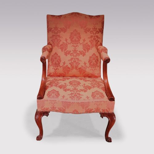 ANTIQUE GEORGE III PERIOD MAHOGANY GAINSBOROUGH LIBRARY ARMCHAIR - ADDITIONAL PHOTO 1