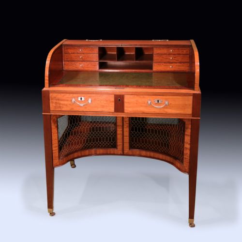 ANTIQUE GEORGE III MAHOGANY AND SATINWOOD WRITING TABLE - ADDITIONAL PHOTO 1
