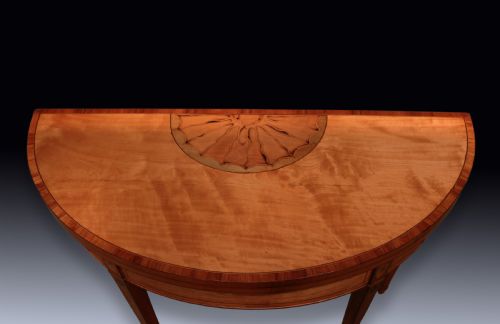 ANTIQUE PAIR OF SHERATON PERIOD SATINWOOD CARD TABLES - ADDITIONAL PHOTO 5