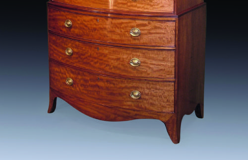 ANTIQUE GEORGE III PERIOD GOLDEN MAHOGANY BOW TALLBOY - ADDITIONAL PHOTO 2