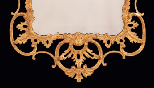 ANTIQUE CHIPPENDALE PERIOD CARVED WOOD AND GILT ROCOCO MIRROR - ADDITIONAL PHOTO 2