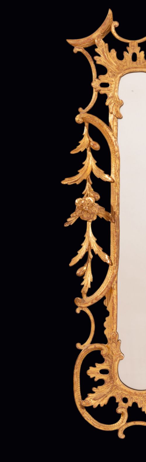 ANTIQUE CHIPPENDALE PERIOD CARVED WOOD AND GILT ROCOCO MIRROR - ADDITIONAL PHOTO 3