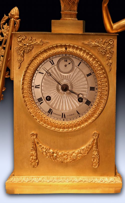 ANTIQUE EARLY 19TH CENTURY FRENCH ORMOLU CLOCK BY CANAILLOR OF PARIS - ADDITIONAL PHOTO 1
