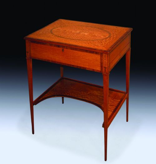 ANTIQUE SHERATON PERIOD SATINWOOD OCCASIONAL TABLE OR DRESSING TABLE