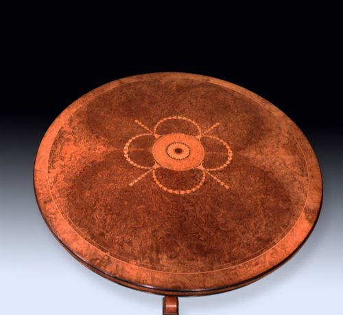 ANTIQUE MID 19TH CENTURY BURR WALNUT CENTRE TABLE - ADDITIONAL PHOTO 1
