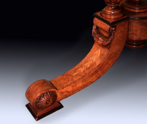 ANTIQUE MID 19TH CENTURY BURR WALNUT CENTRE TABLE - ADDITIONAL PHOTO 5