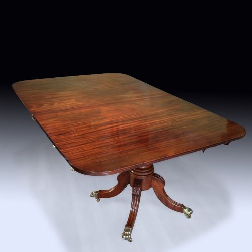 ANTIQUE EARLY 19TH CENTURY MAHOGANY TWO PILLAR DINING TABLE - ADDITIONAL PHOTO 1